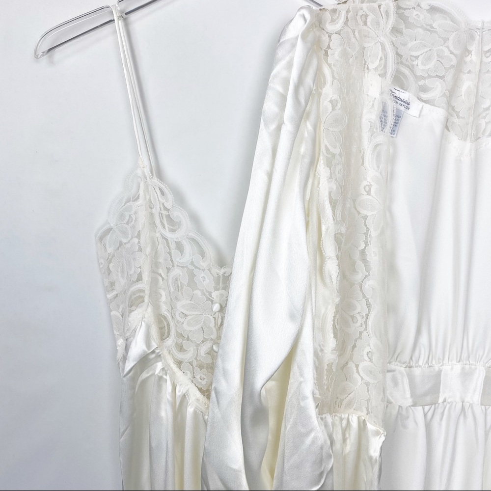 2pc Morgan Taylor Vintage Silky Satin Robe+Gown Set Maxi Small NWT - Picture 3 of 9
